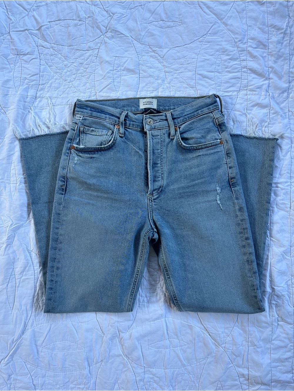 Citizens of Humanity High Rise Slim Jeans with Raw Hem